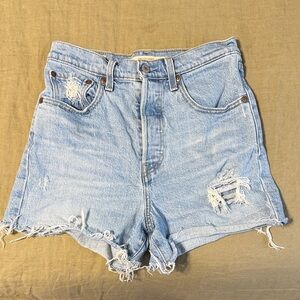 Levi's Light Blue Distressed Jean Shorts